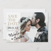 Elegante gouden typografie Fotobruiloft Save The Date (Voorkant)