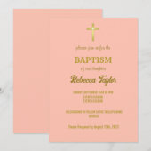 Elegante gouden typografie kruisdoop op roze kaart (Voorkant / Achterkant)