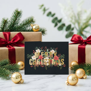 Elegante Gouden Typografie Prettig Kerstfeest Briefkaart