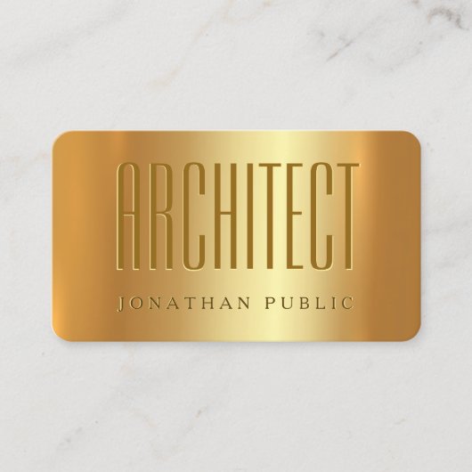 Elegante gouden typografie Script Architect Luxury Visitekaartje (Voorkant)