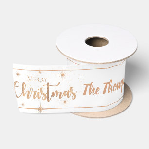 Elegante Gouden Typografie Ster Prettig Kerstmis N Satijnen Lint