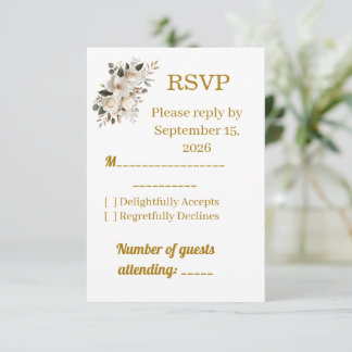 Elegante gouden typografie trouw-RSVP-antwoordkaar RSVP Kaartje