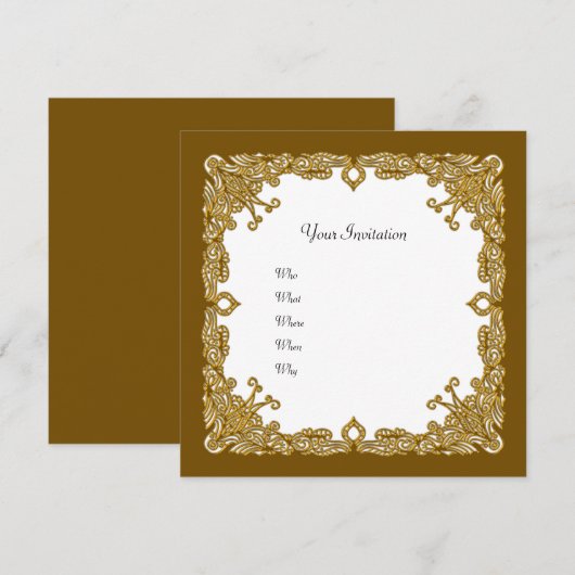 Elegante gouden uitnodiging (Voorkant / Achterkant)