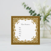 Elegante gouden uitnodiging (Staand voorkant)