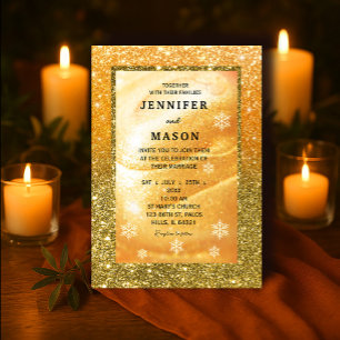 Elegante gouden uitnodiging Glitters en parel