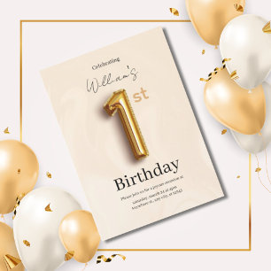 Elegante gouden uitnodiging voor 1e verjaardag, mi