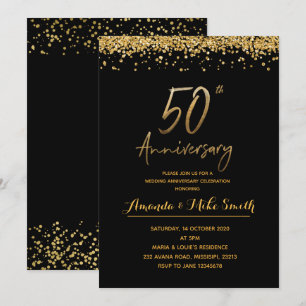 Elegante gouden uitnodiging voor 50-jarig huwelijk