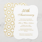 Elegante gouden uitnodiging voor 50ste huwelijksju (Voorkant / Achterkant)