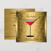 Elegante gouden uitnodiging voor cocktailparty (Voorkant / Achterkant)