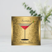 Elegante gouden uitnodiging voor cocktailparty (Staand voorkant)