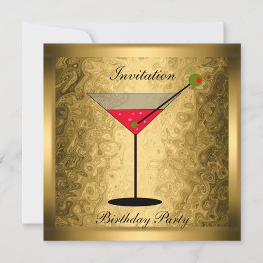 Elegante gouden uitnodiging voor cocktailparty (Voorkant)
