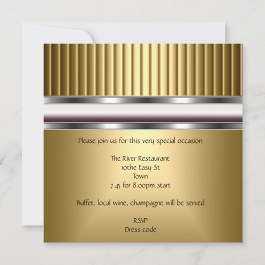 Elegante gouden uitnodiging voor evenementenfeest (Achterkant)