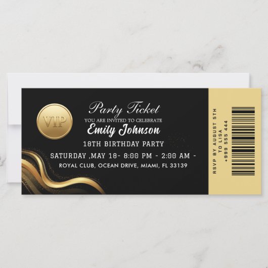 Elegante gouden uitnodiging voor het feestticket (Voorkant)