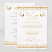 Elegante gouden uitnodiging voor Indiase bruiloft (Voorkant / Achterkant)