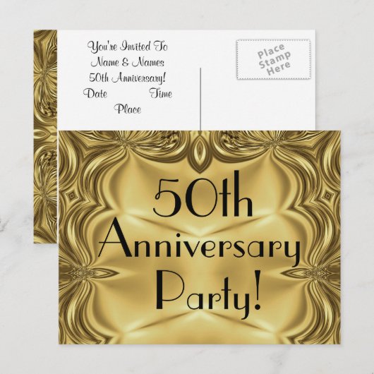 Elegante gouden uitnodigingskaartjes voor 50-jarig uitnodiging briefkaart (Voorkant / Achterkant)