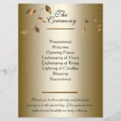 Elegante gouden vallende bladeren bruiloft programmakaart (Achterkant)