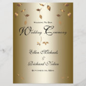 Elegante gouden vallende bladeren bruiloft programmakaart (Voorkant)