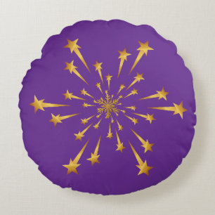 Elegante Gouden Vallende Ster Sneeuwvlok Vuurwerk Rond Kussen