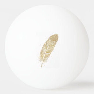 Elegante Gouden Veer Lijnkunst - Moderne Esthetiek Pingpongbal