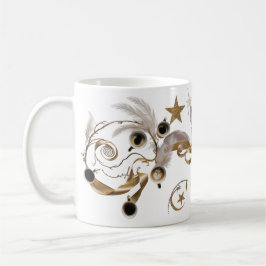 Elegante Gouden Veer Werveling Koffie Kunst Klassi Koffiemok