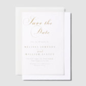 Elegante gouden vellum-overlay trouwkaart 'Save th Vellum Uitnodigingen (Offset)