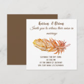 Elegante, gouden veren bruiloft uitnodiging (Voorkant / Achterkant)