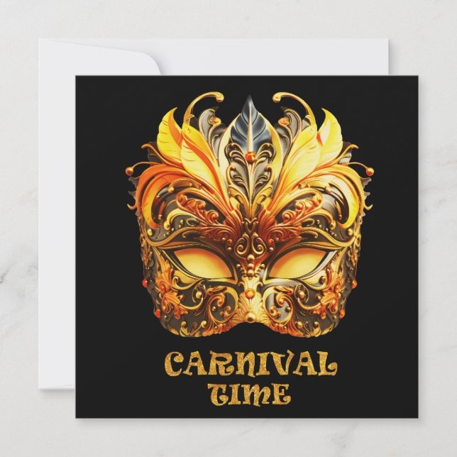 Elegante gouden veren Venetiaans masker (Voorkant)