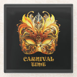 Elegante gouden veren Venetiaans masker Glazen Onderzetter