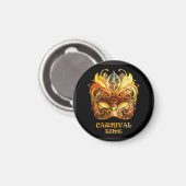 Elegante gouden veren Venetiaans masker Magneet (Voorkant / Achterkant)