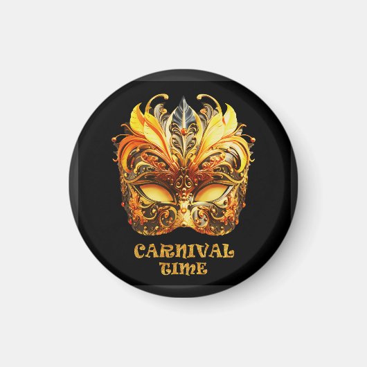 Elegante gouden veren Venetiaans masker Magneet (Voorkant)