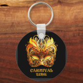 Elegante gouden veren Venetiaans masker Sleutelhanger (Voorkant)