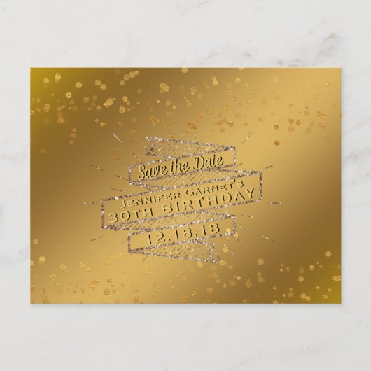 Elegante gouden verjaardag Save the Date Aankondigingskaart (Voorkant)