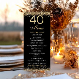 Elegante Gouden Verjaardagsdiner Plat Menu 40
