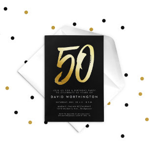 Elegante gouden verjaardagsfeestje van 50 jaar folie uitnodiging
