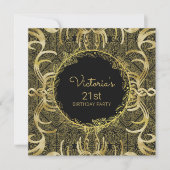 Elegante gouden verjaardagsuitnodiging kaart (Voorkant)