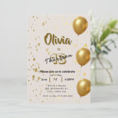 Elegante gouden verjaardagsuitnodiging - Kinder Ti Kaart (Staand voorkant)