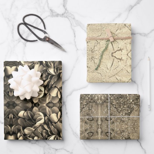 Elegante Gouden Verpakkende Document Vlakke Bladre Inpakpapier Vel (Voorkant)