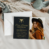 Elegante gouden verpleegster pinning ceremonie fot kaart