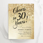 Elegante gouden verrassing 30e verjaardag kaart<br><div class="desc">Elegante verrassing 30e verjaardag feestuitnodiging. Elegant design in faux glitter goud en zwart. Beschikt over typografie script lettertype en confetti. Perfect voor een stijlvol feest voor vrouwen. Personaliseer met je eigen gegevens. Stuur me een bericht als je aangepaste leeftijd nodig hebt. Gedrukte Zazzle-uitnodigingen of direct download digitale afdrukbare sjabloon.</div>