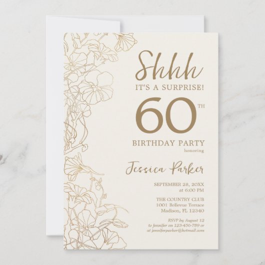 Elegante Gouden Verrassing 60e Verjaardag Kaart (Voorkant)