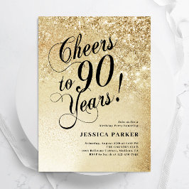 Elegante Gouden Verrassing 90e Verjaardag Kaart
