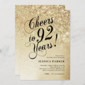 Elegante gouden verrassing 92e verjaardag kaart (Voorkant / Achterkant)