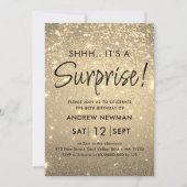 Elegante gouden verrassing verjaardagsuitnodiging kaart (Voorkant)