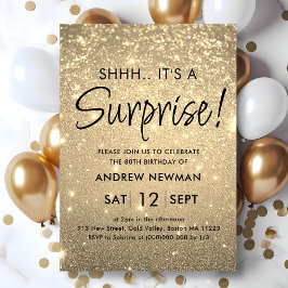 Elegante gouden verrassing verjaardagsuitnodiging kaart