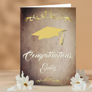Elegante Gouden Versiering Felicitaties Afstuderen Kaart