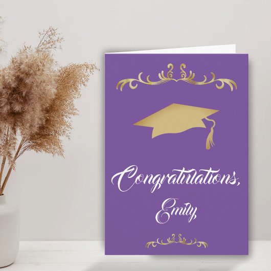 Elegante Gouden Versiering Gefeliciteerd Afgestude Kaart