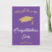 Elegante Gouden Versiering Gefeliciteerd Afgestude Kaart (Voorkant)