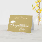 Elegante Gouden Versiering Gefeliciteerd Afstudere Kaart (Gele Bloem)