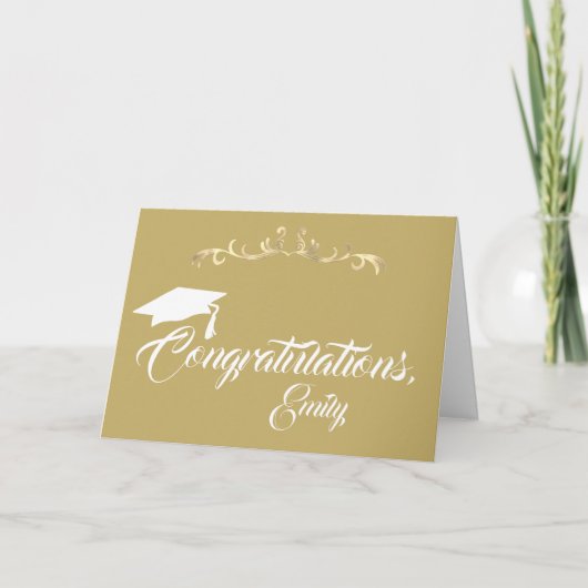 Elegante Gouden Versiering Gefeliciteerd Afstudere Kaart (Voorkant)