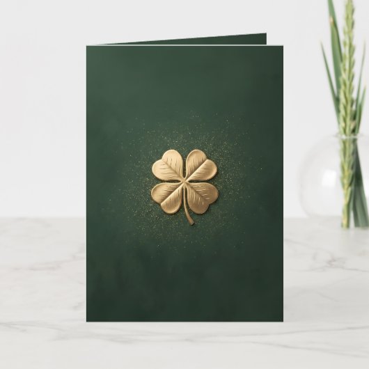 Elegante Gouden Vierbladige Klaver St. Patrick's D Kaart (Voorkant)